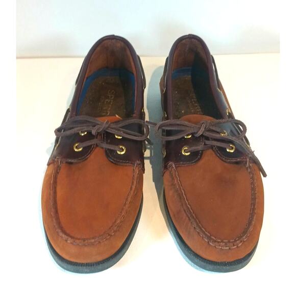 SPERRY LEWWARD TOP SIDER 2 EYED LEATHER BOAT SHOES MENS 13 BROWN - Picture 3 of 10